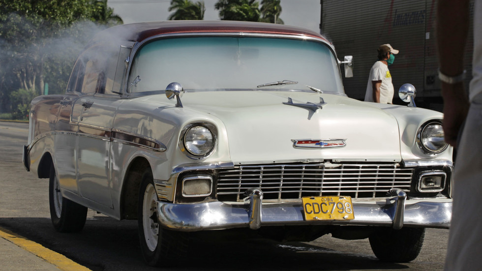 A car undergoes fumigation in Cuba. Reuters Desmond Boylan