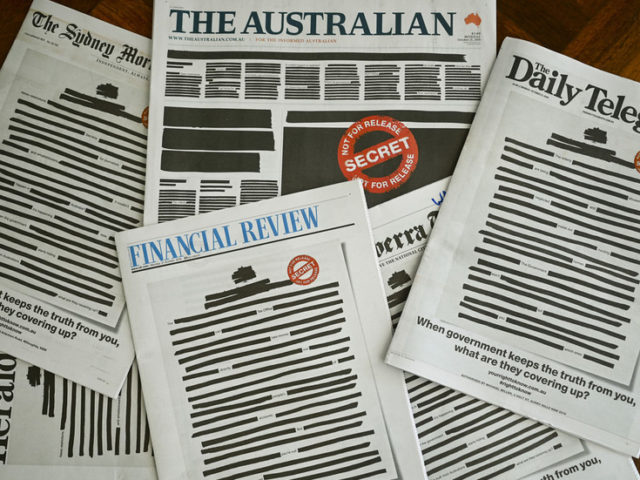 Australian media stages front-page ‘blackout’ to protest against govt clampdown on press freedom