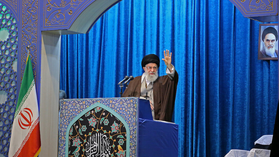 Iran's Supreme Leader Ayatollah Ali Khamenei gestures