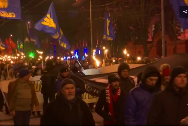Heil Bandera: Ukrainian nationalists hold torchlight parade to celebrate Nazi collaborator’s birthday