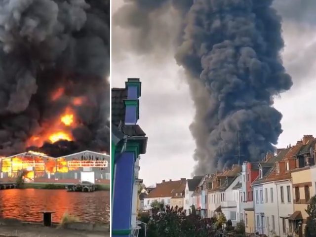 WATCH: Raging inferno CONSUMES warehouse in Bremen, Germany, sending vast plumes of black smoke skyward