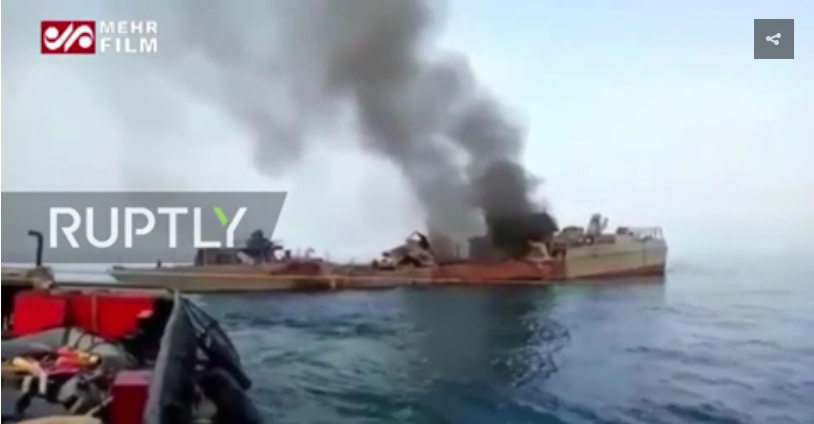 Iran ship on fire