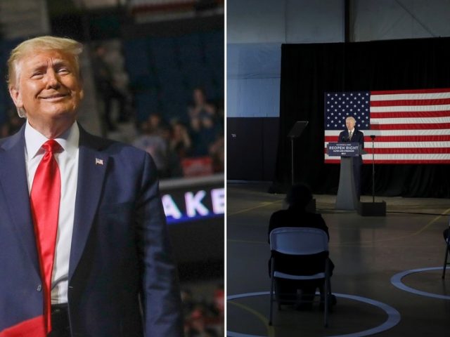Trump’s Tulsa rally has low turnout, but Biden has none at all – and aids to both candidates stumble to explain it