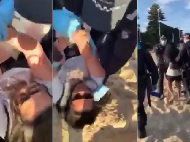 Victoria police filmed handcuffing PREGNANT beachgoer as state authorities consider extending lockdown rules