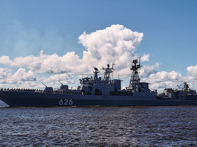 Skyrocketing tensions: Russian battleship ‘aimed missiles’ at British warplanes sent to ‘intercept’ it in neutral waters