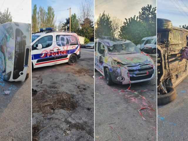 French police cars vandalized with graffiti, ‘pig’s head’ impaled on broom (PHOTOS)