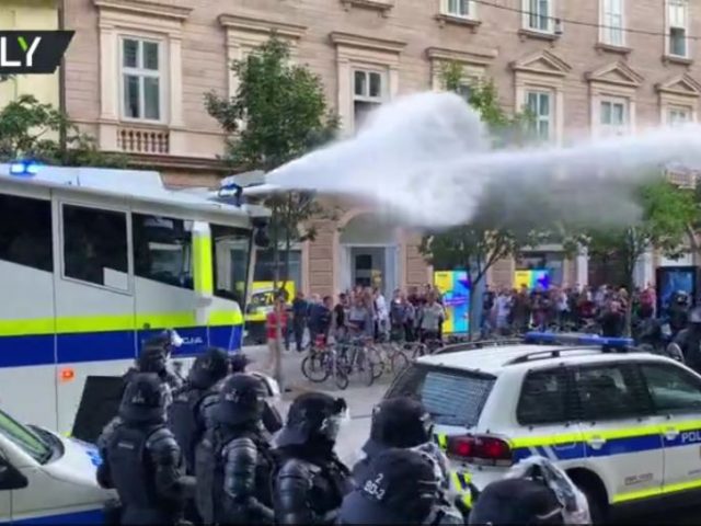Slovenian police deploy water cannon & tear gas against hundreds marching in protest of Covid restrictions before major EU summit