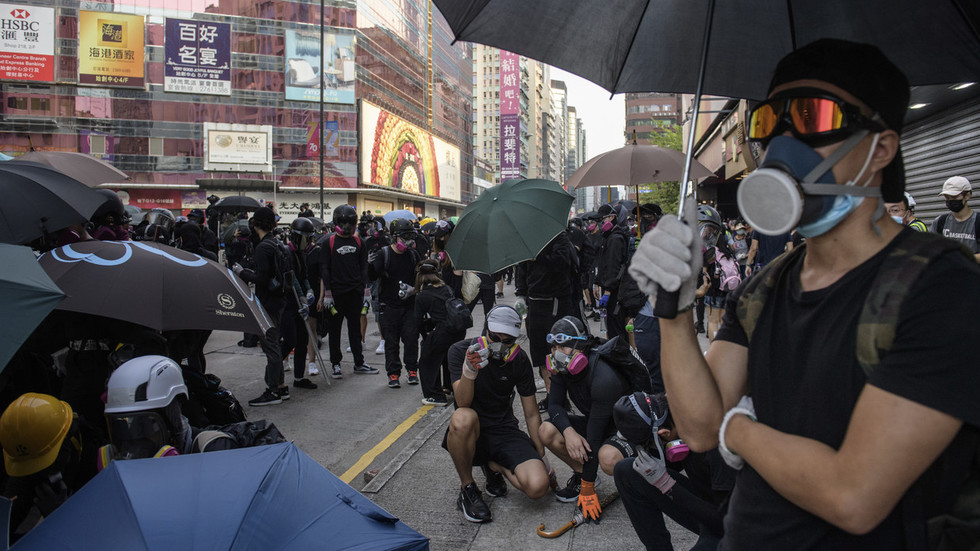Anti government protesters in Hong Kong on October 20, 2019