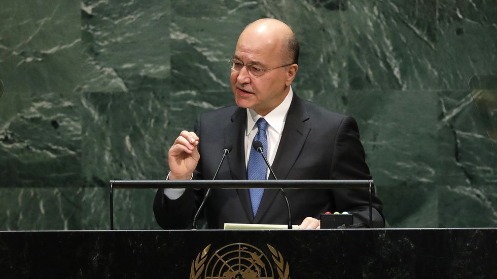 Iraq's President Barham Salih addresses the 74th session of the UN General Assembly in New York City, September 25, 2019. Reuters Lucas Jackson