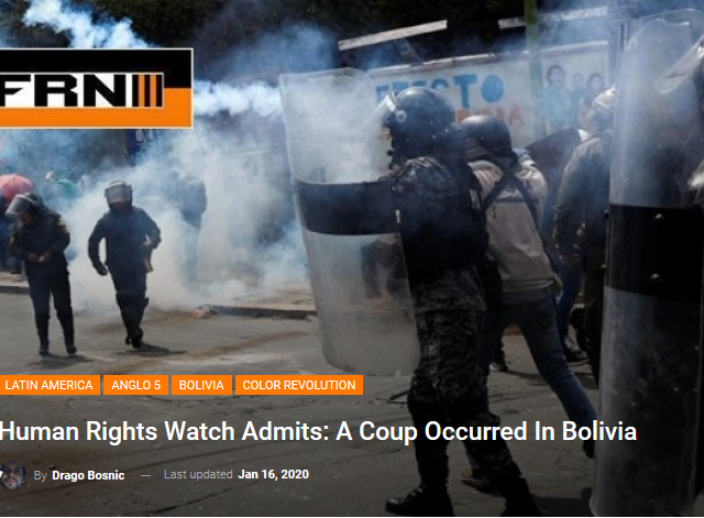 Human Rights Watch Admits: A Coup Occurred in Bolivia