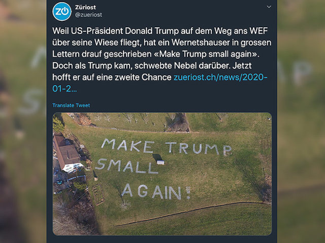 ‘Make Trump Small Again’: Swiss protester targets Trump’s helicopter with giant banner (PHOTO)