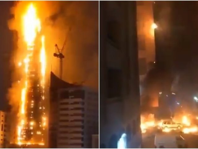 Massive blaze engulfs high-rise building in UAE (VIDEO)