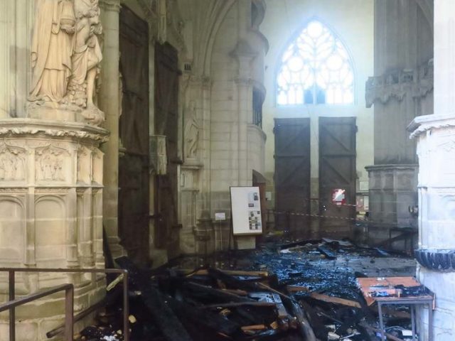 PHOTOS of burnt Nantes cathedral show fire started in SEVERAL places, as arson probe launched
