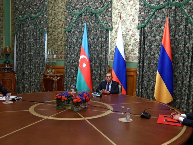 Following late night Moscow talks, Armenia & Azerbaijan agree to ceasefire in disputed Nagorno-Karabakh starting NOON SATURDAY