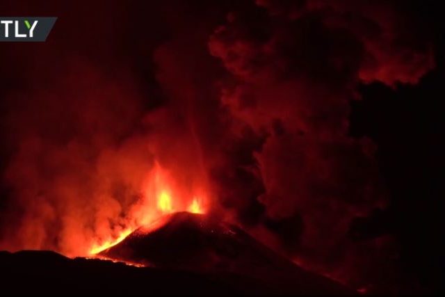 WATCH: Activity at Italy’s Mount Etna intensifies, launching more torrents of molten lava and plumes of ash into the sky