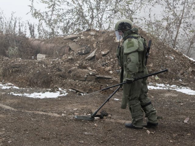 Russian officer killed in explosion in Nagorno-Karabakh as troops help de-mine post-war landscape