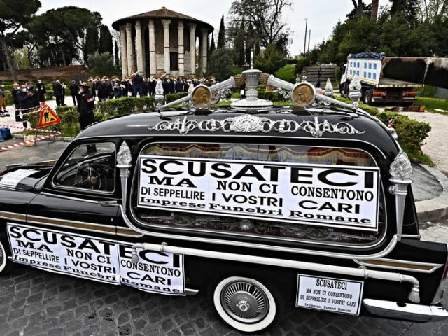 Rome undertakers protest over coffin backlog as city battles to find enough burial plots for Covid dead