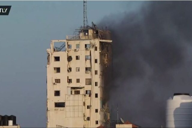 Al-Shourouk high-rise building in Gaza COLLAPSES to the ground after Israeli missile strike (VIDEO)