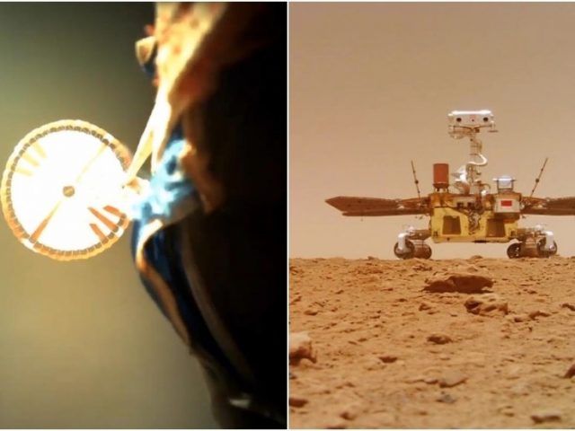 China releases new VIDEOS and SOUNDS of Martian rover landing, rolling off platform & patrolling the Red Planet