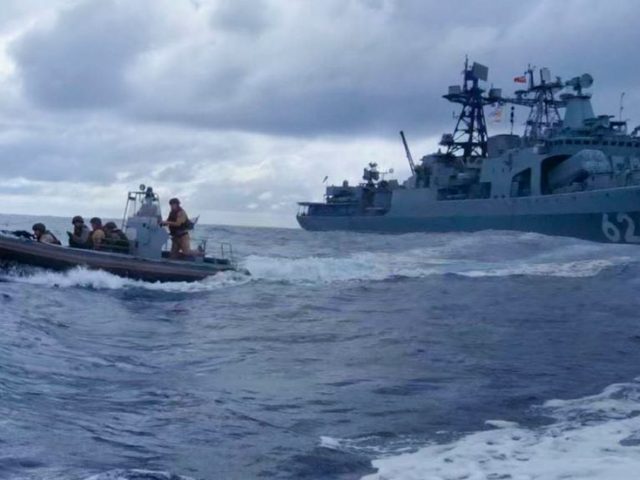 Russian Navy destroyer chases off PIRATES who attacked container ship off African coast