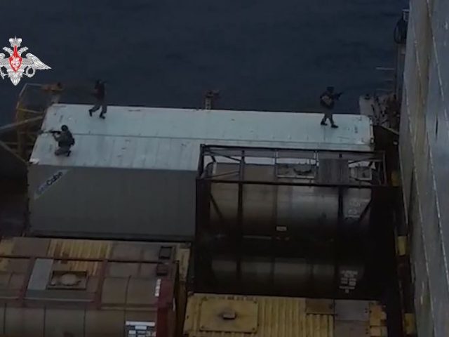 WATCH: Russian anti-terror unit launches dramatic raid on container ship after vessel boarded by armed pirates off coast of Africa
