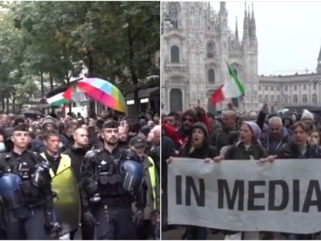 ‘We don’t want it’: Thousands rally against mandatory Covid-19 health pass in Paris & Milan (VIDEOS)